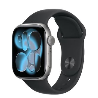 Apple Watch Series 11 GPS 42mm Space Gray Aluminum Case with Black Sport Band - M/L (MEQX4) - фото 1