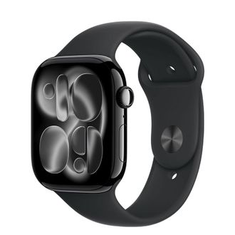 Apple Watch Series 11 GPS 46mm Jet Black Aluminum Case with Black Sport Band - S/M (MEUW4) - фото 1