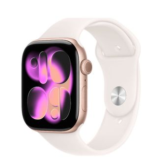 Apple Watch Series 11 GPS 46mm Rose Gold Aluminum Case with Light Blush Sport Band - M/L (MEV74) - фото 1 Apple Watch Series 11 GPS 46mm Rose Gold Aluminum Case with Light Blush Sport Band - M/L (MEV74) - фото 1