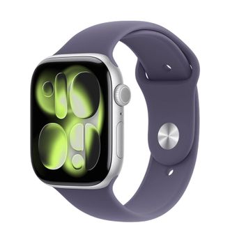 Apple Watch Series 11 GPS 46mm Silver Aluminum Case with Purple Fog Sport Band - M/L (MEVA4) - фото 1 Apple Watch Series 11 GPS 46mm Silver Aluminum Case with Purple Fog Sport Band - M/L (MEVA4) - фото 1