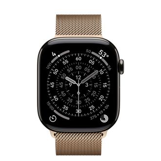 Apple Watch Series 11 GPS + Cellular 46mm Slate Titanium Case with Gold Milanese Loop - M/L (MFC14+MGJ54) - фото 2