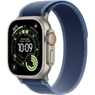 Apple Watch Ultra 3 GPS + Cellular 49mm Natural Titanium Case with Blue/Bright Blue Trail Loop - M/L (MEWU4) - фото 1