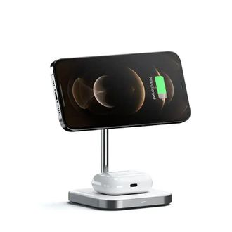 Бездротовий зарядний пристрій Satechi Aluminum 2 in 1 Magnetic Wireless Charging Stand Space Gray (ST-WMCS2M) - фото 2