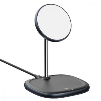 Безпроводное зарядное устройство Baseus Swan 2-in-1 Wireless Magnetic Charging Bracket 20W+USB For type-C 3A 1m Black - фото 1