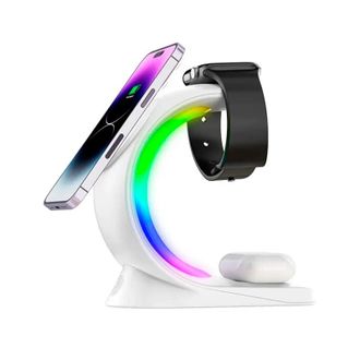 Беспроводное зарядное устройство T17 3 in 1 RGB Light (White) - фото 2 Беспроводное зарядное устройство T17 3 in 1 RGB Light (White) - фото 2