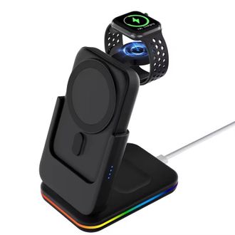 Беспроводное зарядное устройство Foldable Charging Station + Power Bank 5000mAh (Black) - фото 1 Беспроводное зарядное устройство Foldable Charging Station + Power Bank 5000mAh (Black) - фото 1