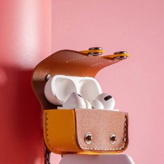Чохол Leather Case Briefcase для AirPods 4 (Brown / Yellow) - фото 2 Чохол Leather Case Briefcase для AirPods 4 (Brown / Yellow) - фото 2