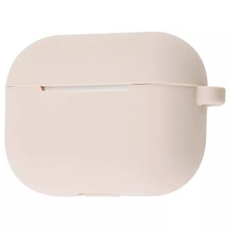 Чохол Airpods Pro silicone case с карабином pink sand - фото 1