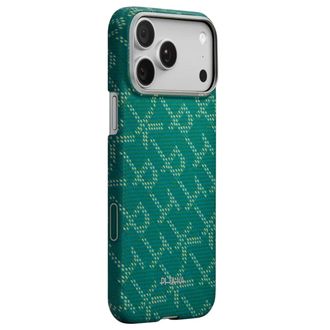 Чехол Pitaka Ultra-Slim Case Monogram Green/Gold for iPhone 17 Pro Max (KI1701PTKP) - фото 2 Чехол Pitaka Ultra-Slim Case Monogram Green/Gold for iPhone 17 Pro Max (KI1701PTKP) - фото 2