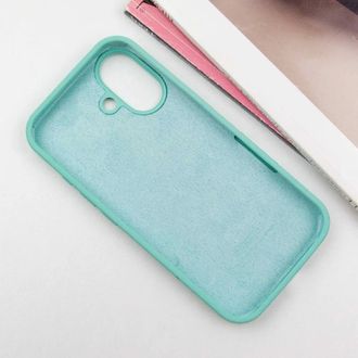 Чехол Silicone Case Full Protective (AA) для Apple iPhone 16 (6.1") (Бирюзовый/Marine Green) - фото 3