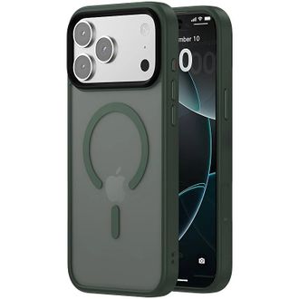 Чехол TPU+PC Metal Buttons with MagSafe iPhone 17 Pro (6.3") (Зеленый / Dark Green) - фото 1