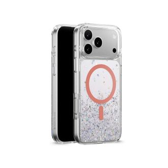 Чохол SwitchEasy Starfield M 3D Glitter Case with MagSafe for iPhone 17 Pro Max, Transparent/Coral Ring - фото 1