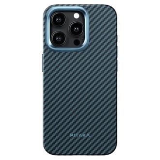 Чохол Pitaka MagEZ Case Pro 4 Twill 1500D Black/Blue for iPhone 15 Pro (KI1508PPA) - фото 1