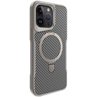 Чехол TPU+PC Metal Buttons with MagSafe iPhone Carbon Ring для Apple iPhone 15 Pro (6.1") (Серый) - фото 1