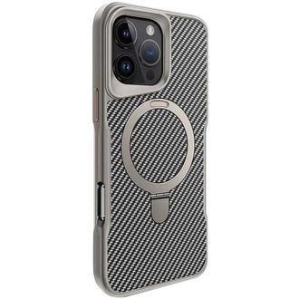 Чехол TPU+PC Metal Buttons with MagSafe iPhone Carbon Ring для Apple iPhone 16 Pro Max (6.9") (Серый) - фото 1