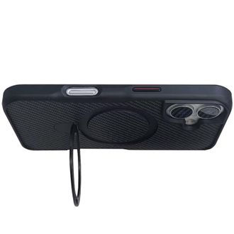 Чохол TPU+PC Metal Buttons with MagSafe iPhone Carbon Ring для Apple iPhone 16 (6.1") (Чорний) - фото 2