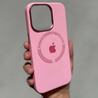 Чохол Silicone case Metal Camera with MagSafe (iPhone 14 Pro, Light Pink) - фото 1
