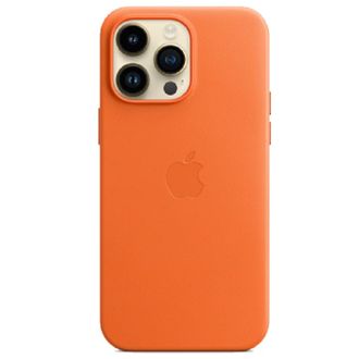 Чехол iPhone Leather Case with MagSafe 14 pro Max Orange - фото 2