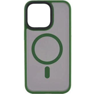 Чехол TPU+PC Metal Buttons with MagSafe iPhone 12/12 Pro - green - фото 1