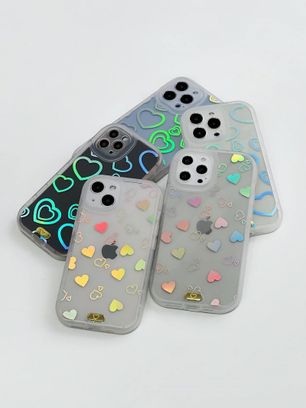 Чехол Clear Rainbow Heart (iPhone 12 Pro, Small) - фото 1