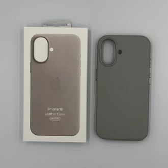 Чехол Leather Case with MagSafe iPhone 16 Light grey - фото 1 Чехол Leather Case with MagSafe iPhone 16 Light grey - фото 1