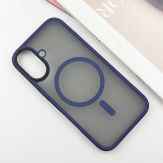 Чехол TPU+PC Metal Buttons with MagSafe Apple iPhone 16 (6.1") Blue - фото 2