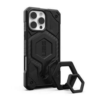 Чохол+магнітне кільце-тримач UAG для iPhone 16 Pro Max, Monarch Pro Magsafe, Carbon Fiber/Black Stand (1144571BV01) - фото 2