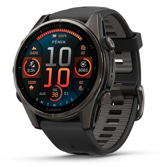 Смарт-годинник Garmin Fenix 8 43mm AMOLED Sapphire Carbon Gray DLC Titanium with Black Silicone (010-02903-28) - фото 1 Смарт-годинник Garmin Fenix 8 43mm AMOLED Sapphire Carbon Gray DLC Titanium with Black Silicone (010-02903-28) - фото 1