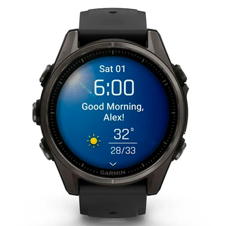 Смарт-годинник Garmin Fenix 8 43mm AMOLED Sapphire Carbon Gray DLC Titanium with Black Silicone (010-02903-28) - фото 2 Смарт-годинник Garmin Fenix 8 43mm AMOLED Sapphire Carbon Gray DLC Titanium with Black Silicone (010-02903-28) - фото 2