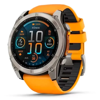 Смарт-годинник Garmin Fenix 8 51mm AMOLED Sapphire Graphite DLC Titanium with Spark Orange Silicone (010-02905-53) - фото 1
