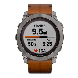 Garmin Fenix 7X Sapphire Solar Titanium w. Chestnut Leather Band (010-02541-19) - фото 3
