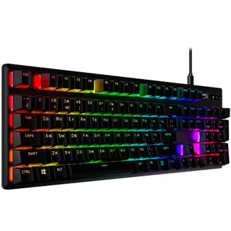 Клавіатура HyperX Alloy Origins Red USB RGB PBT ENG/RU, Black (639N3AA) - фото 2