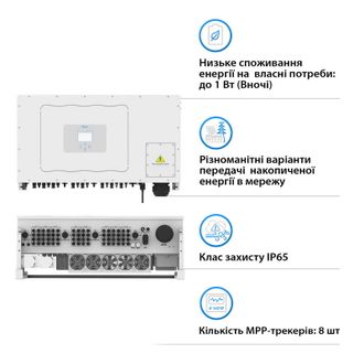 Мережевий інвертор DEYE SUN-130K-G01P3-EU 130KW 8 MPPT Wi-Fi 220/380V Трифазний - фото 3 Мережевий інвертор DEYE SUN-130K-G01P3-EU 130KW 8 MPPT Wi-Fi 220/380V Трифазний - фото 3