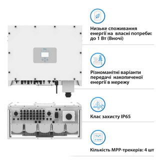 Мережевий інвертор DEYE SUN-80K-G 80KW 4 MPPT Wi-Fi 220/380V Трифазний - фото 3 Мережевий інвертор DEYE SUN-80K-G 80KW 4 MPPT Wi-Fi 220/380V Трифазний - фото 3