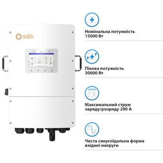Гибридный инвертор Solis S6-EH3P15K-L 15KW 48V 2 MPPT Wi-Fi 220/380V Трехфазный - фото 2 Гибридный инвертор Solis S6-EH3P15K-L 15KW 48V 2 MPPT Wi-Fi 220/380V Трехфазный - фото 2