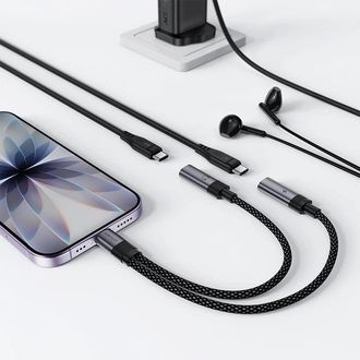 Аудио-переходник Acefast J14 USB-C 2in1 (Black) - фото 4