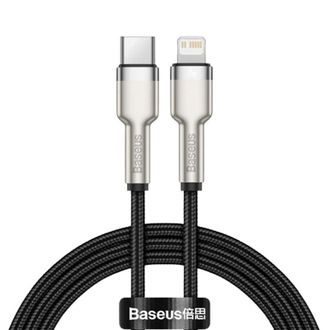 Кабель Baseus Cafule Metal Type-C to Lightning PD 20W (1m) (black) (CATLJK-A01) - фото 1