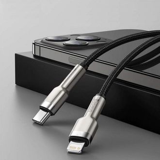 Кабель Baseus Cafule Metal Type-C to Lightning PD 20W (1m) (black) (CATLJK-A01) - фото 3