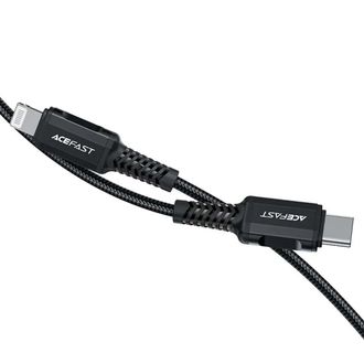 Кабель Acefast C4-01 Type-C to iP 3A, 30W, 1.8m, nylon, zinc connectors, Black - фото 2 Кабель Acefast C4-01 Type-C to iP 3A, 30W, 1.8m, nylon, zinc connectors, Black - фото 2