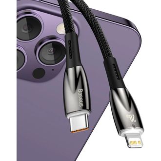 Кабель Baseus Glimmer Series Fast Charging Type-C to Lightning 20W (1m) (black) (CADH000001) - фото 4