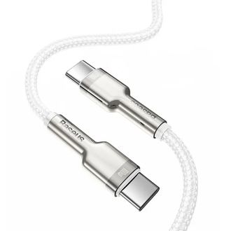 Кабель Baseus Cafule Metal Type-C to Type-C 100W (2m) (white) (CATJK-D02) - фото 2