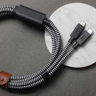 Кабель Native Union Belt Cable USB-C to 2 USB-C 140W Zebra (2 m) (BELT-C-2C-ZEB) - фото 2