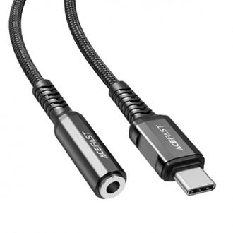 Переходник Acefast C1-07 USB-C to 3.5 мм aluminum alloy headphones adapter cable Black (AFC1-07B) - фото 1