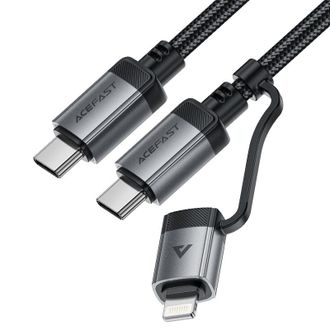 Кабель Acefast C20-01 MFI USB-C to USB-C/Lightning (Black) - фото 1 Кабель Acefast C20-01 MFI USB-C to USB-C/Lightning (Black) - фото 1