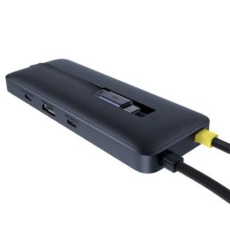 Переходник HUB Baseus OS Dual Fast Charging 6in1 (Type-C to HDMI4K@60Hz+2xUSB-A+3xUSB-C) (B0007090) (Cosmic Black) - фото 3