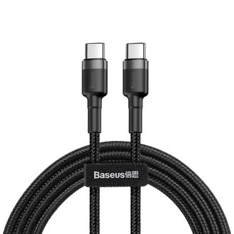 Кабель Baseus Cafule Type-C to Type-C PD 2.0 60W 2m Gray Black (CATKLF-HG1) - фото 1 Кабель Baseus Cafule Type-C to Type-C PD 2.0 60W 2m Gray Black (CATKLF-HG1) - фото 1