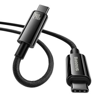 Кабель USB Type-C Baseus Tungsten Gold Fast Charging Data USB-C to USB-C 240W 1m Black (CAWJ040001) - фото 2