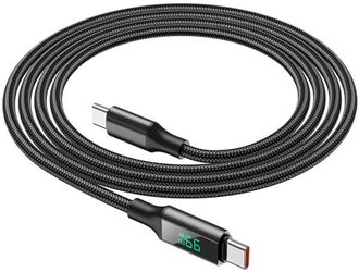 Кабель BOROFONE BU32 Type-C to Type-C 5A, 100W, 1.2m, nylon, aluminum connectors, digital display, Black - фото 1 Кабель BOROFONE BU32 Type-C to Type-C 5A, 100W, 1.2m, nylon, aluminum connectors, digital display, Black - фото 1