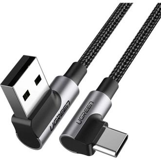 Кабель UGREEN US284 Right Angle USB-A to USB-C Cable 2m (Space Gray) (UGR-50942) - фото 2 Кабель UGREEN US284 Right Angle USB-A to USB-C Cable 2m (Space Gray) (UGR-50942) - фото 2