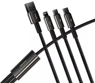 Кабель Lightning / Micro USB / USB Type-C Baseus Tungsten Gold 3-in-1 1.5m Black (CAMLTWJ-01) - фото 2 Кабель Lightning / Micro USB / USB Type-C Baseus Tungsten Gold 3-in-1 1.5m Black (CAMLTWJ-01) - фото 2